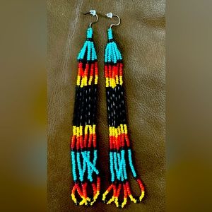 Beautiful Long Beaded Handmade Earrings 🤎